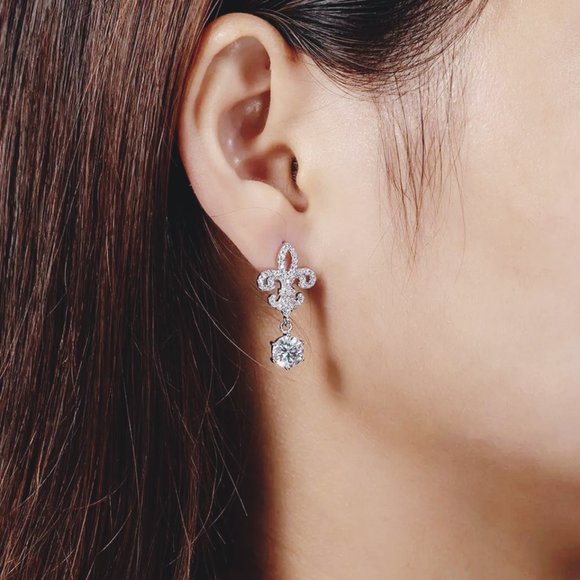 Certified 2ct. t.w. Diamond Dangle Earrings 18k White Gold over Italy Silver - Picture 6 of 15